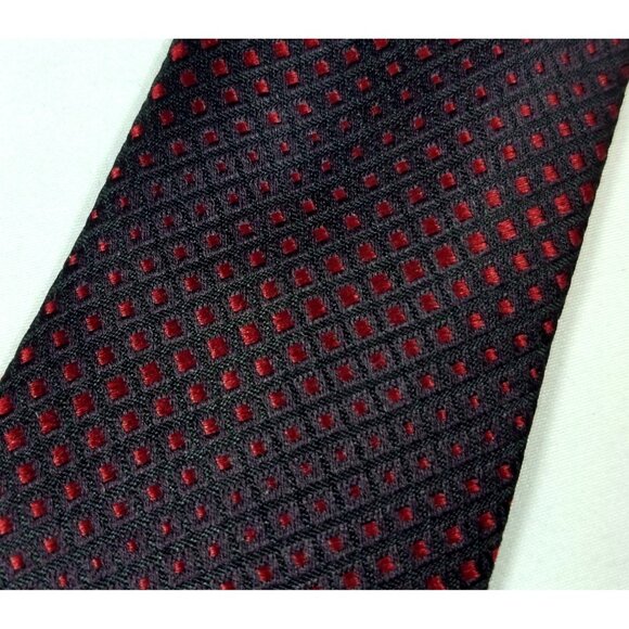 Alfani Mens Necktie Silk deep reds black tie 2.75" wide 60" long - Picture 2 of 8